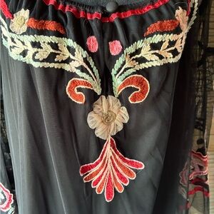 Vintage Collection Embroidered  Black tunic with Floral Accents